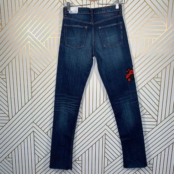 Zara Floral Embroidered Cigarette‎ Jeans Dark Wash - Picture 7 of 8